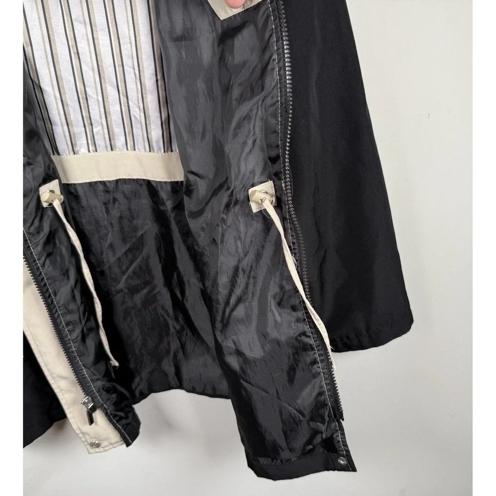 Braetan Women's Black Vintage Trench Windbreaker Jacket Size Large Petite Vented